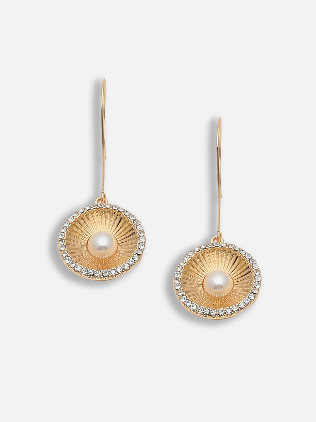Gold Plated Party Designer Stone and Pearls Drop Earring For Women