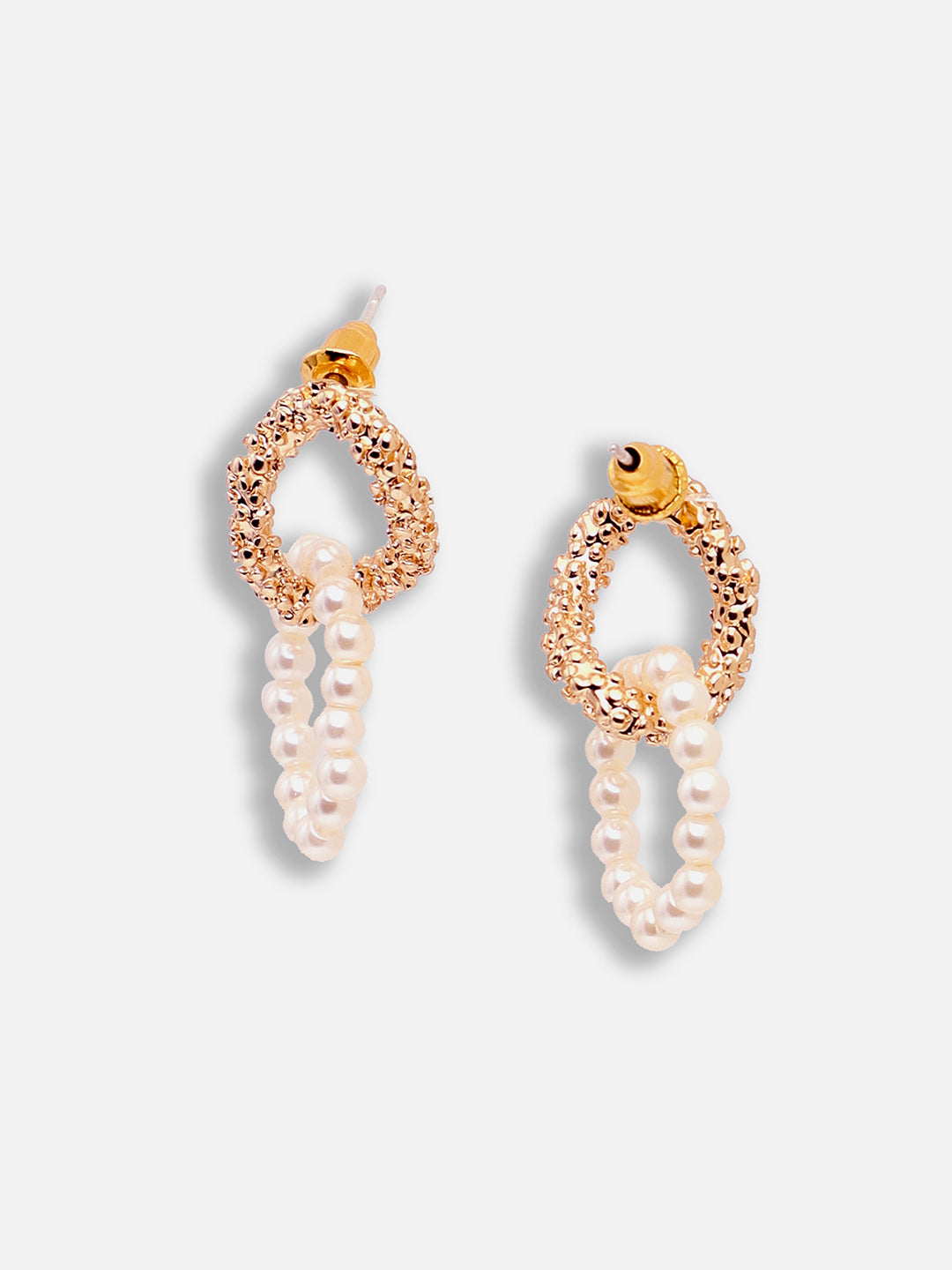 Gold Plated Party Designer Stone and Pearls Drop Earring For Women