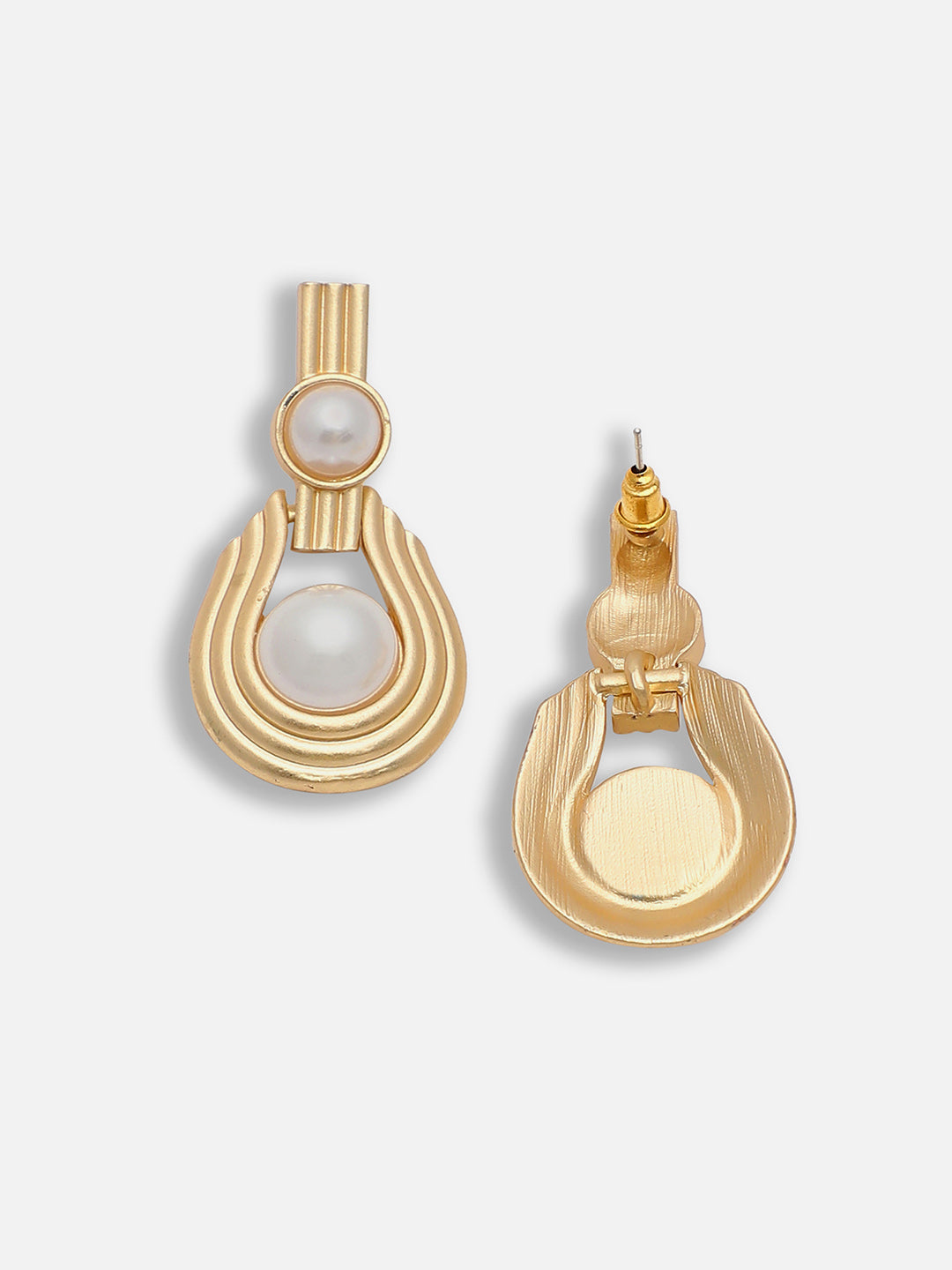 Gold Plated Party Designer Stone and Pearls Drop Earring For Women