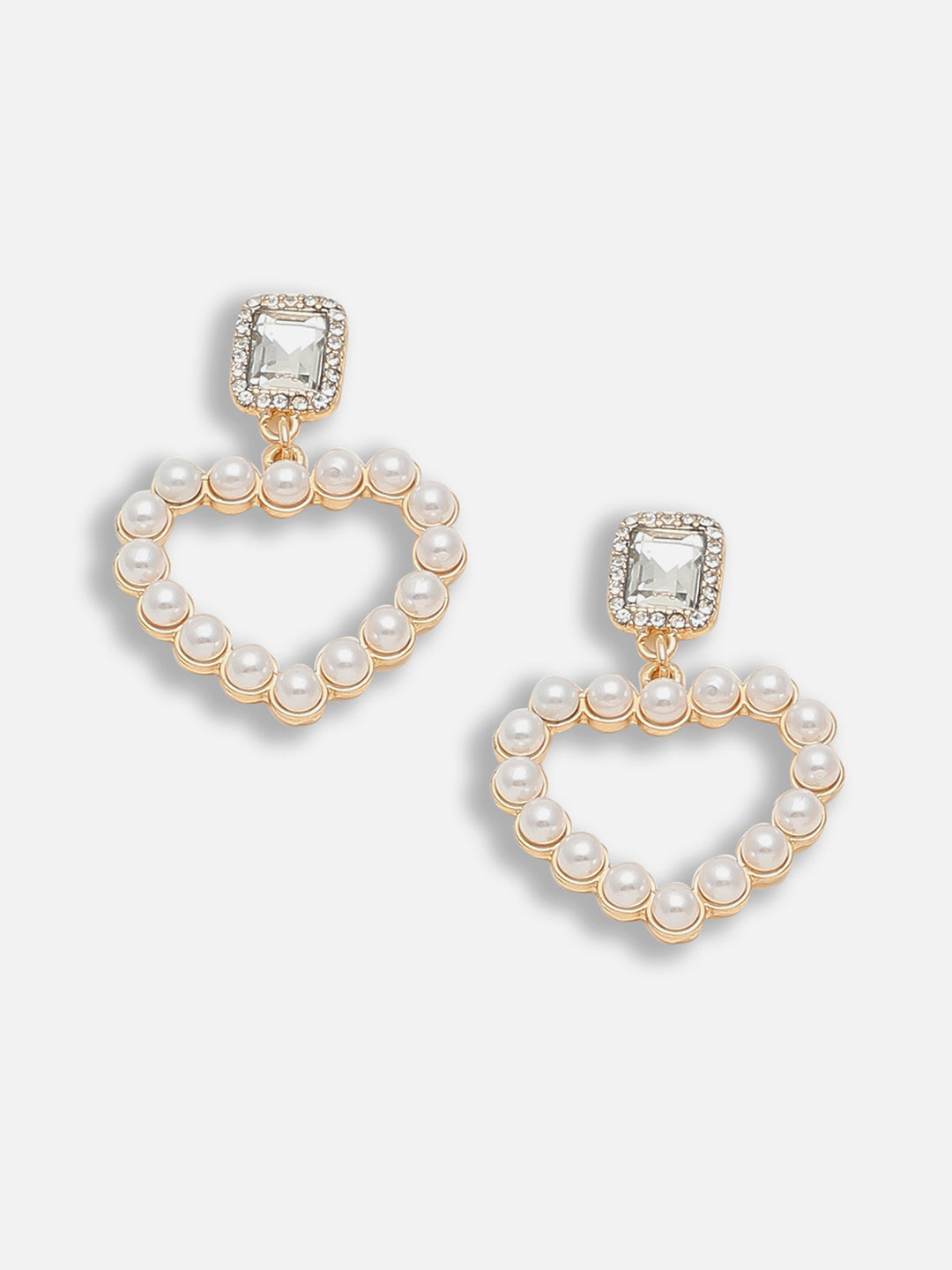 Gold Plated Party Designer Stone and Pearls Drop Earring For Women
