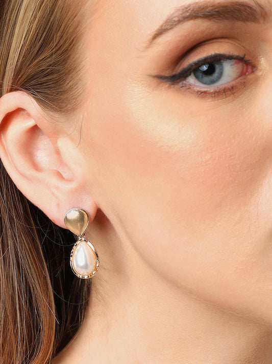 Gold Plated Party Pearls Drop Earring For Women