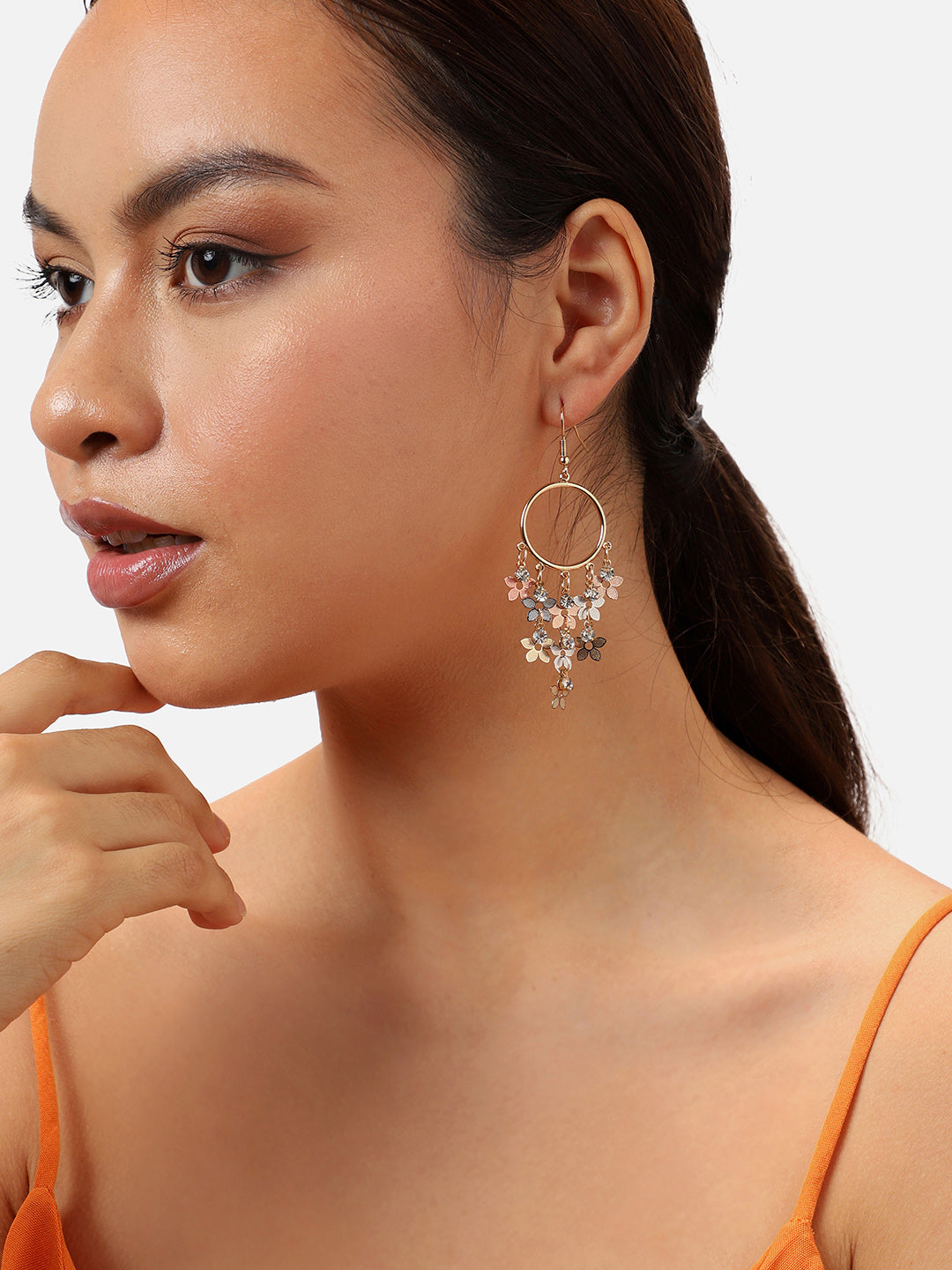 Gold Plated Party Designer Stone Drop Earring For Women