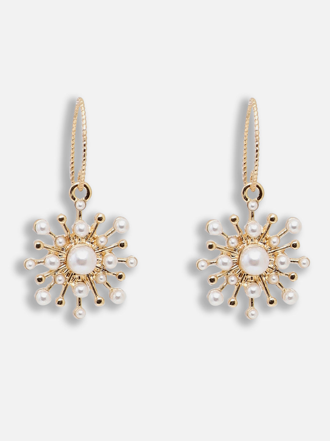 Gold Plated Party Designer Stone and Pearls Drop Earring For Women