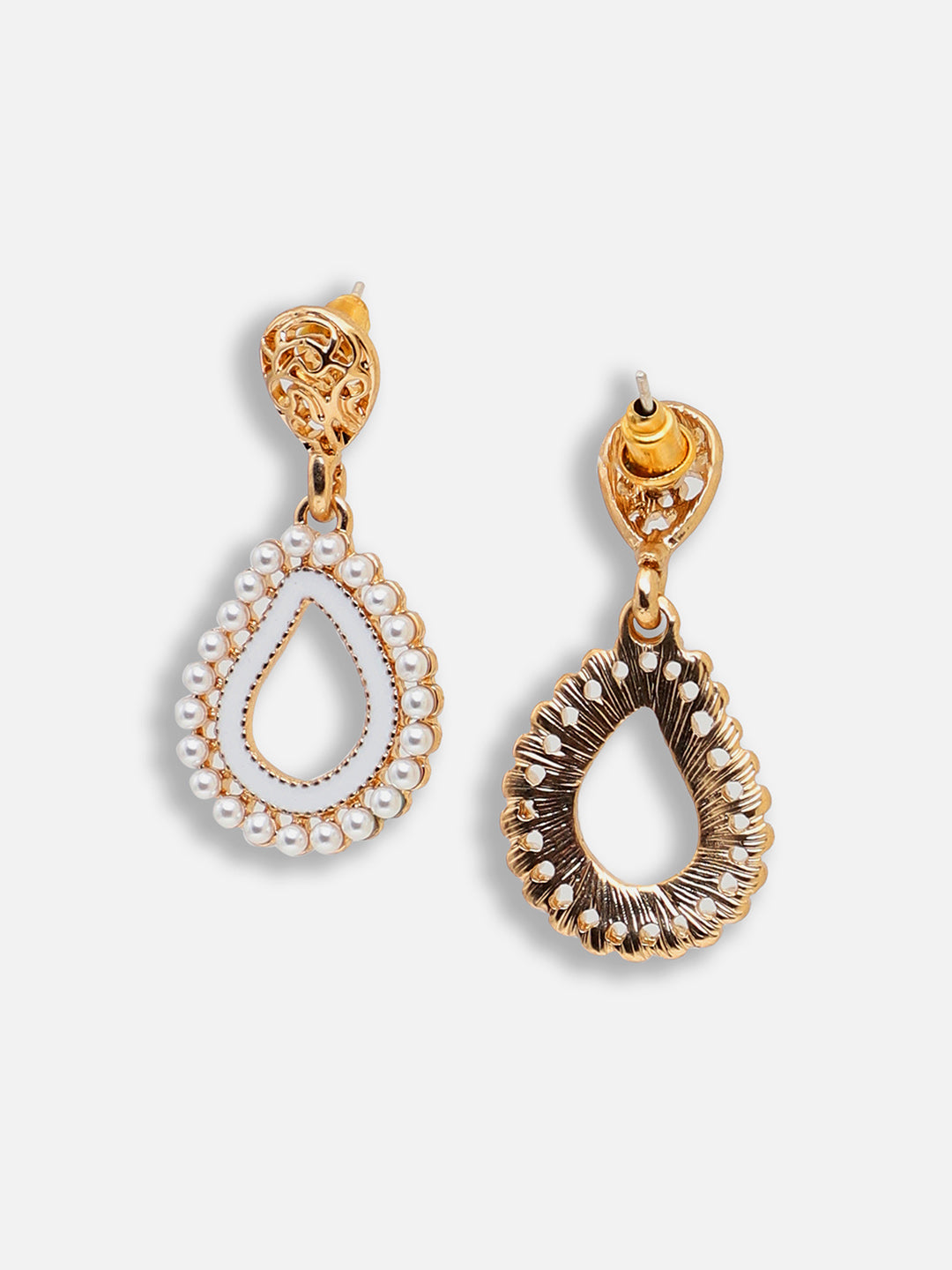 Gold Plated Party Designer Stone and Pearls Drop Earring For Women