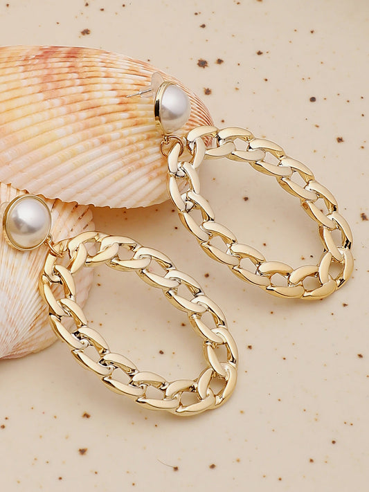 Gold Plated Party Pearls Drop Earring For Women