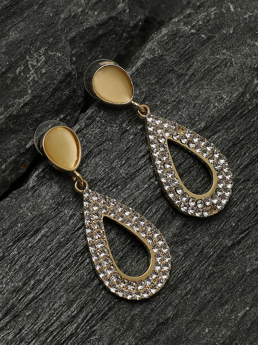 Gold Plated Party Designer Stone Drop Earring For Women