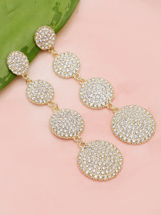 Gold Plated Party Designer Stone Drop Earring For Women