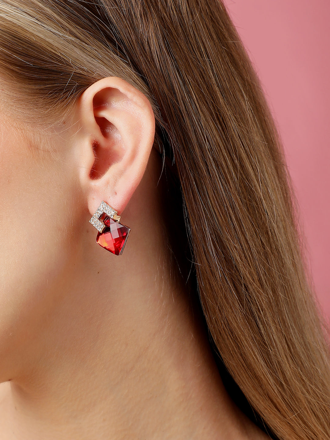 Gold Plated Party Designer Stone Drop Earring For Women
