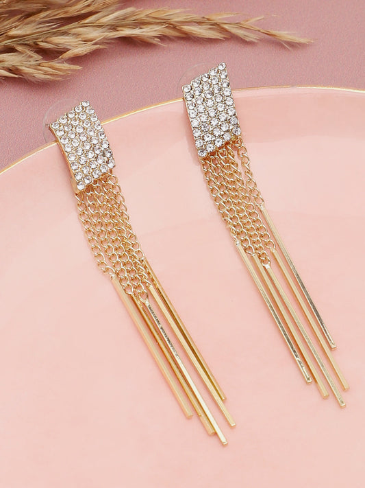 Gold Plated Party Designer Stone Drop Earring For Women