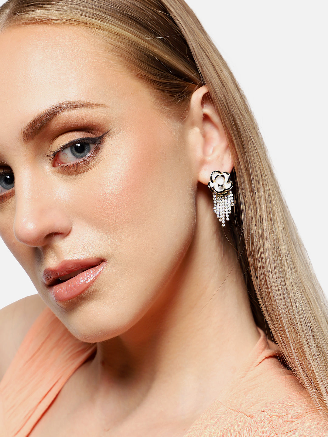 Gold Plated Party Designer Stone Drop Earring For Women
