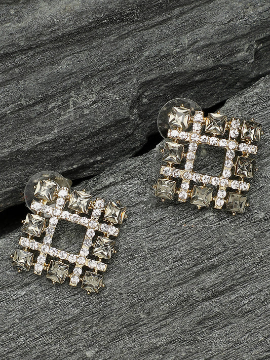 Gold Plated Party Designer Stone Stud For Women