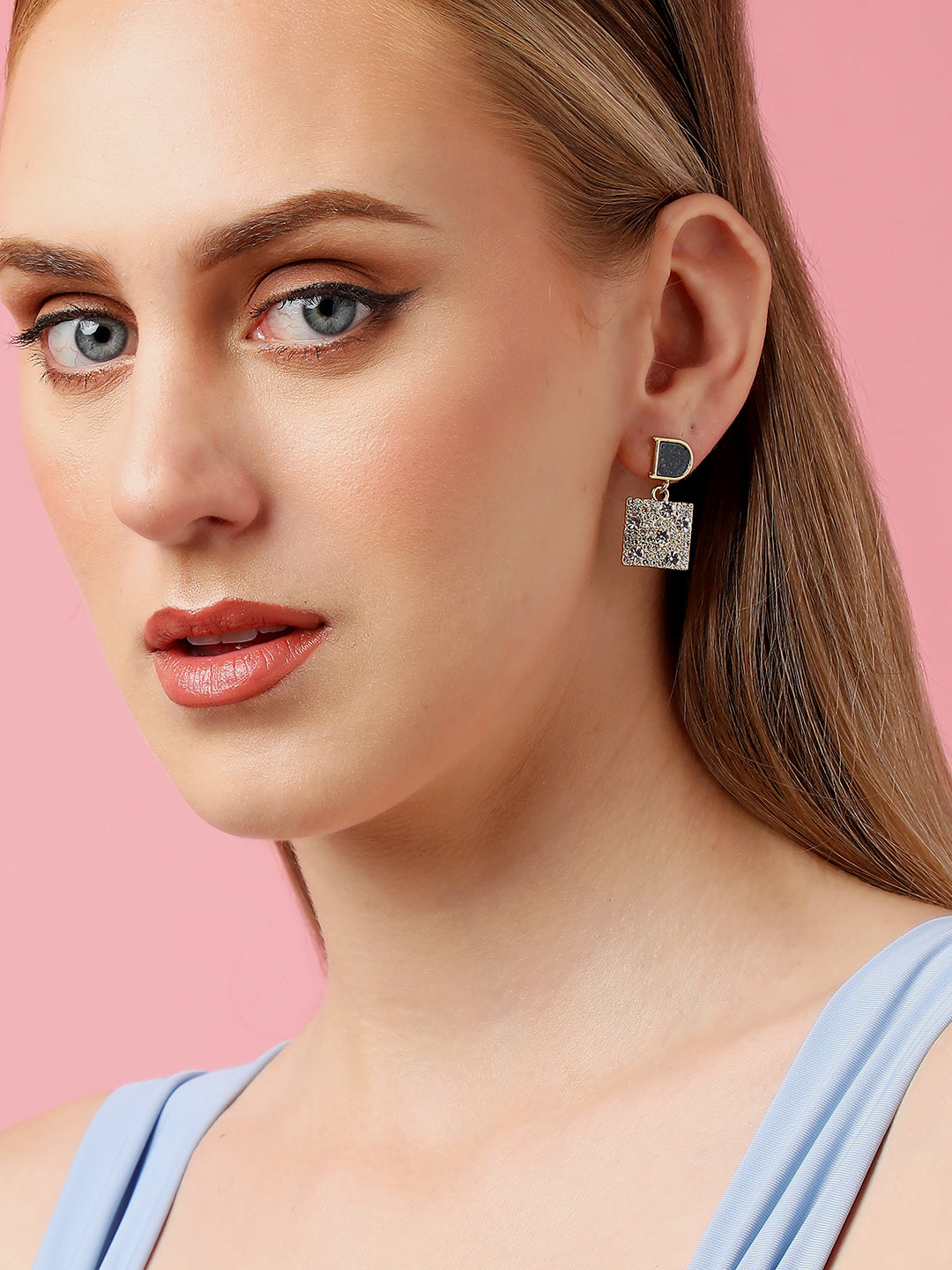 Gold Plated Party Designer Stone Drop Earring For Women