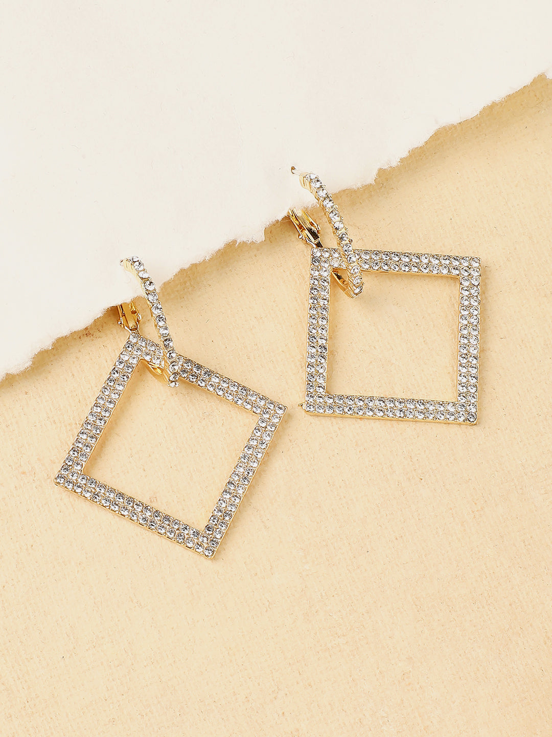 Gold Plated Party Designer Stone Drop Earring For Women
