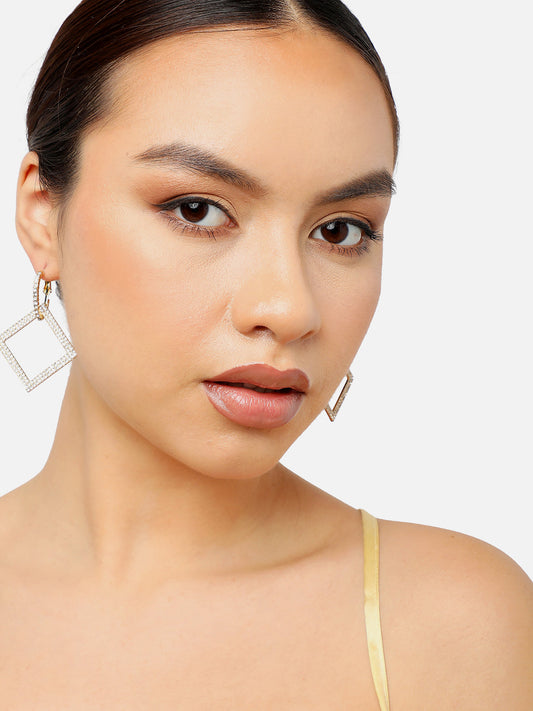 Gold Plated Party Designer Stone Drop Earring For Women