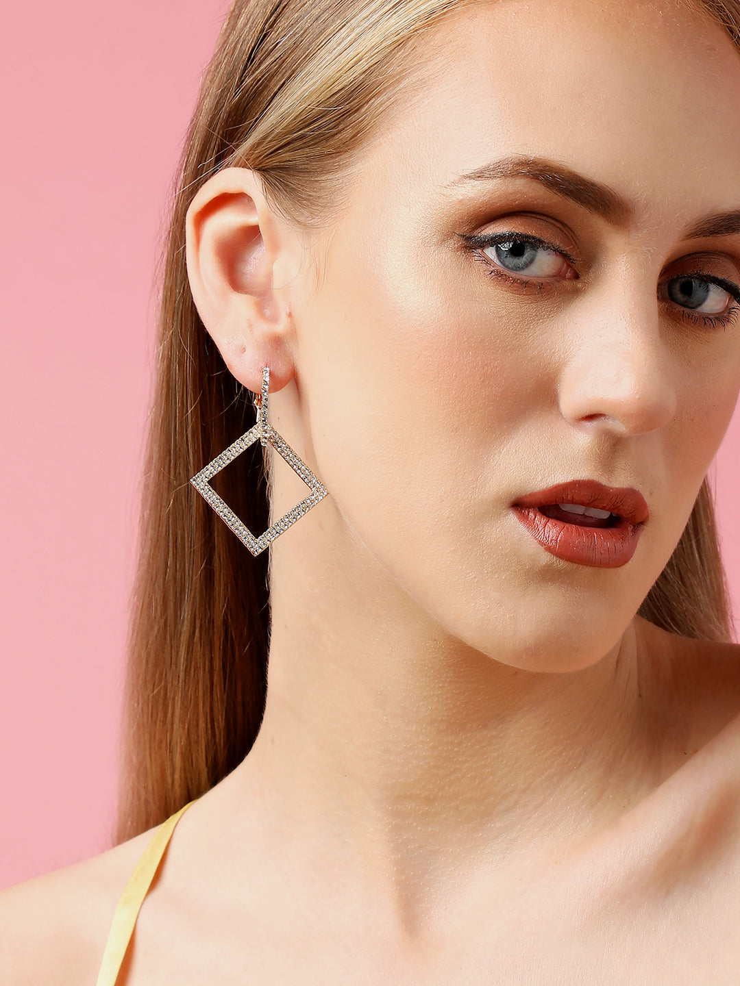 Gold Plated Party Designer Stone Drop Earring For Women