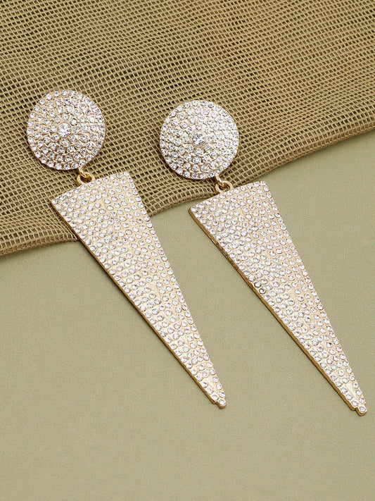 Gold Plated Party Designer Stone Drop Earring For Women