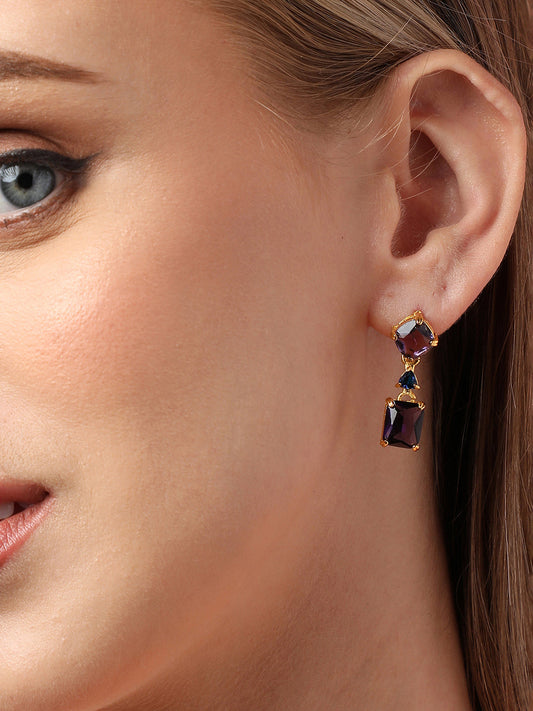 Gold Plated Party Designer Stone Drop Earring For Women