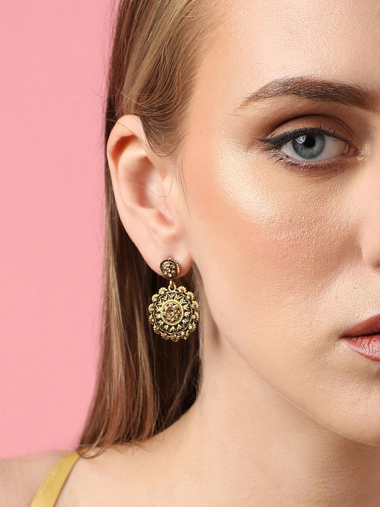 Gold Plated Party Designer Stone Drop Earring For Women