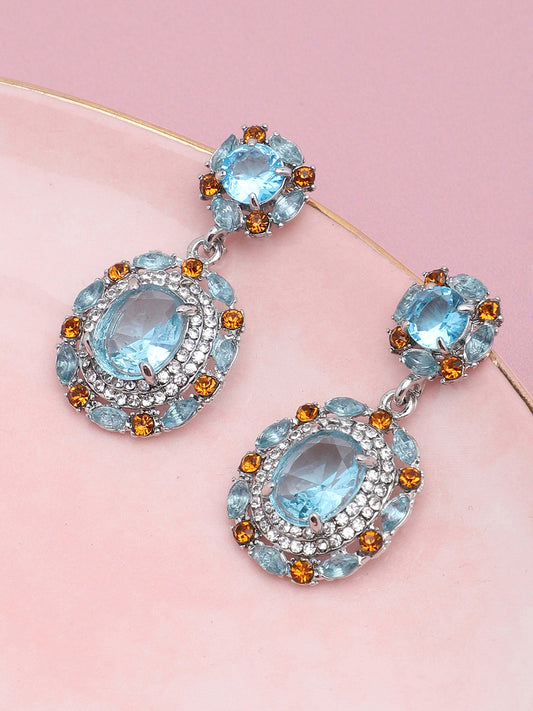 Gold Plated Party Designer Stone Drop Earring For Women