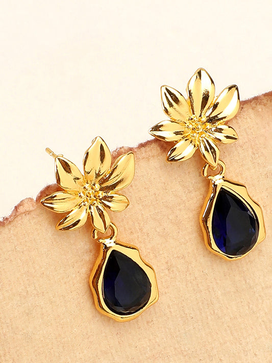 Gold Plated Party Designer Stone Drop Earring For Women