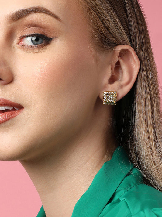 Gold Plated Party Designer Stone Stud For Women