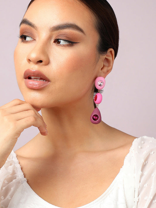 Gold Plated Party Designer Stone Drop Earring For Women