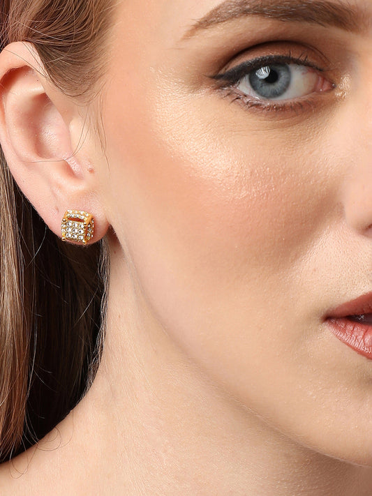 Gold Plated Party Designer Stone Stud For Women
