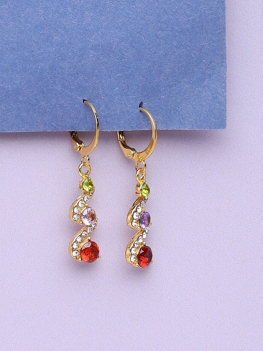 Gold Plated Party Designer Stone Drop Earring For Women