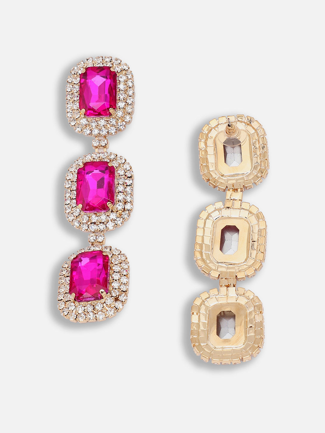 Pink Rhinestone Drop Earrings