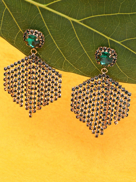 Gold Plated Party Designer Stone Drop Earring For Women