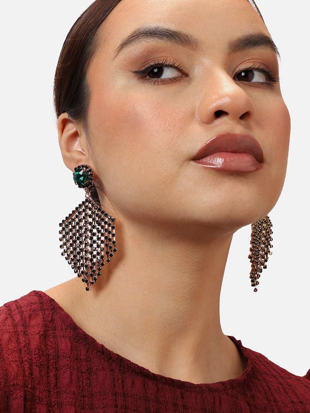 Gold Plated Party Designer Stone Drop Earring For Women