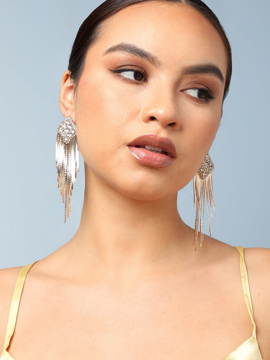 Gold Plated Party Designer Stone Drop Earring For Women