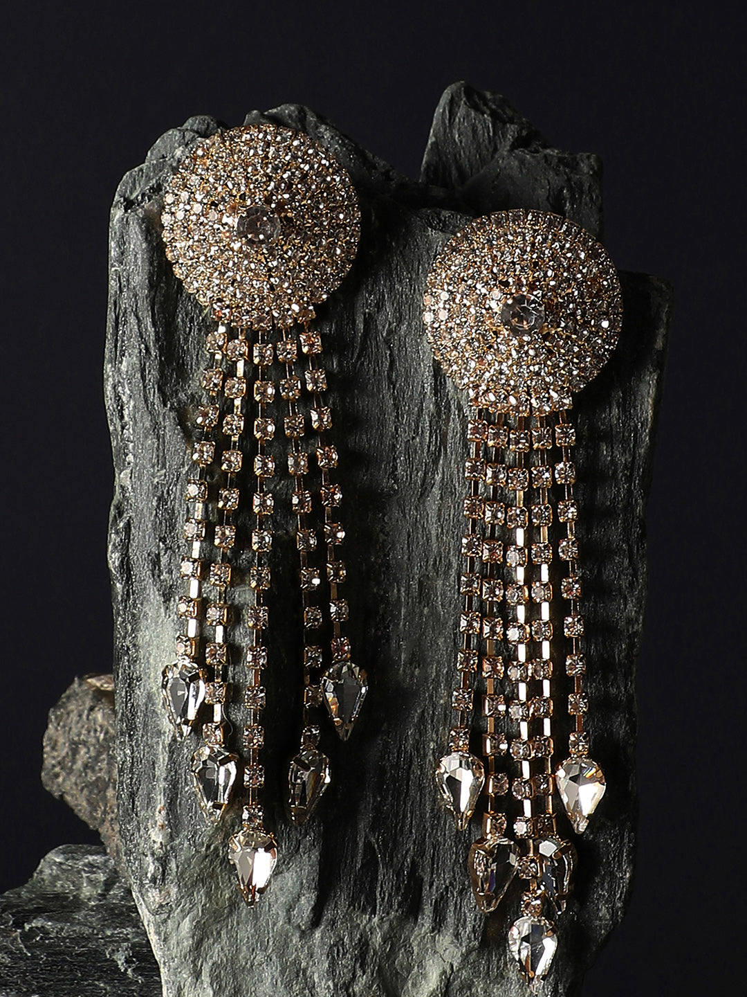 Gold Plated Party Designer Stone Drop Earring For Women