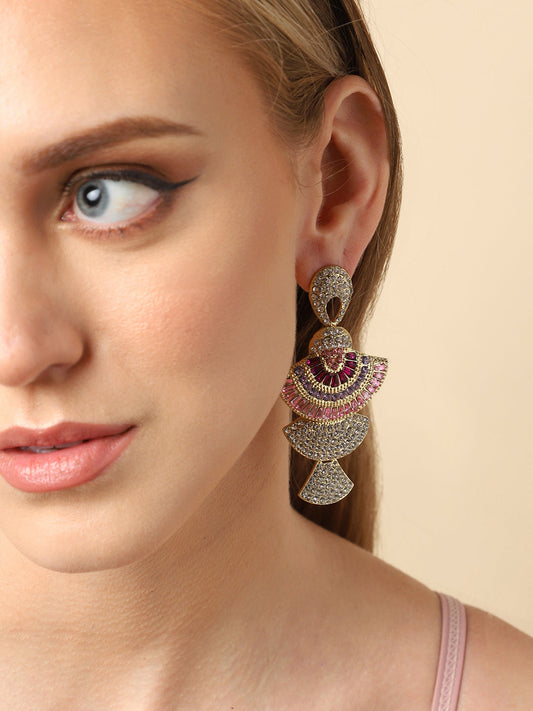 Gold Plated Party Designer Stone Drop Earring For Women