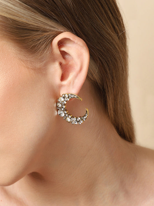 Gold Plated Party Designer Stone Stud For Women