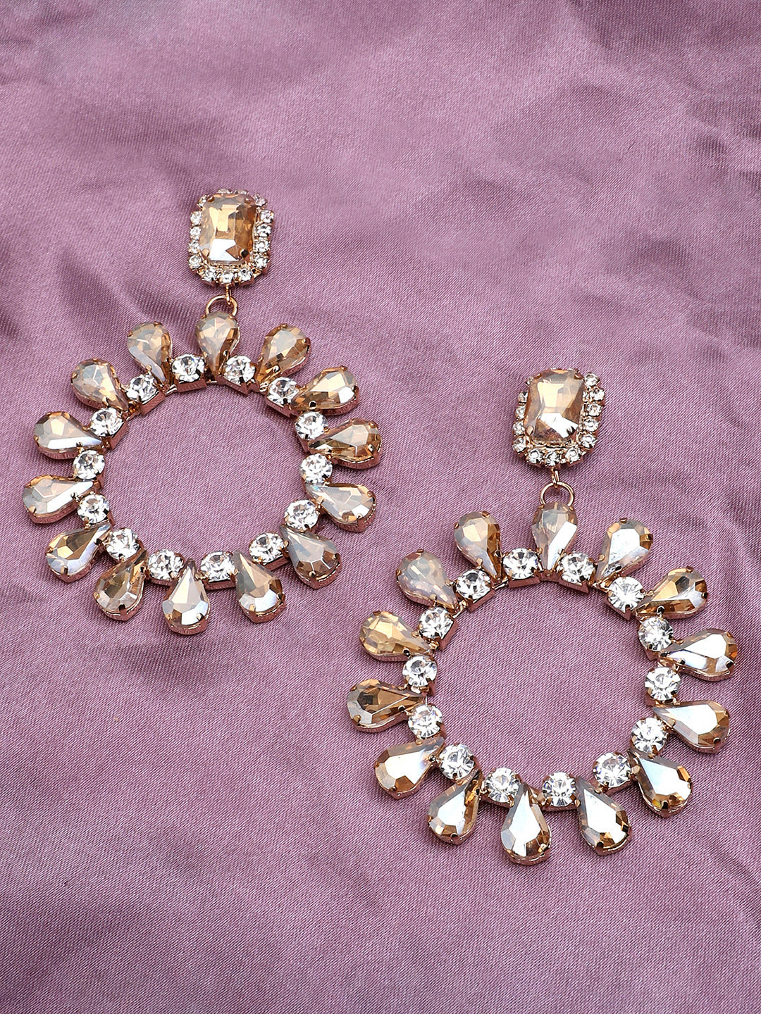 Gold Plated Party Designer Stone Drop Earring For Women