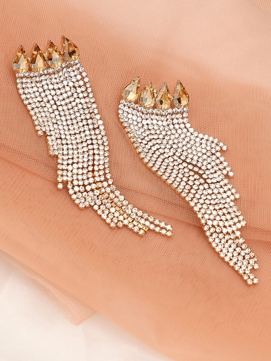Gold Plated Party Designer Stone Drop Earring For Women
