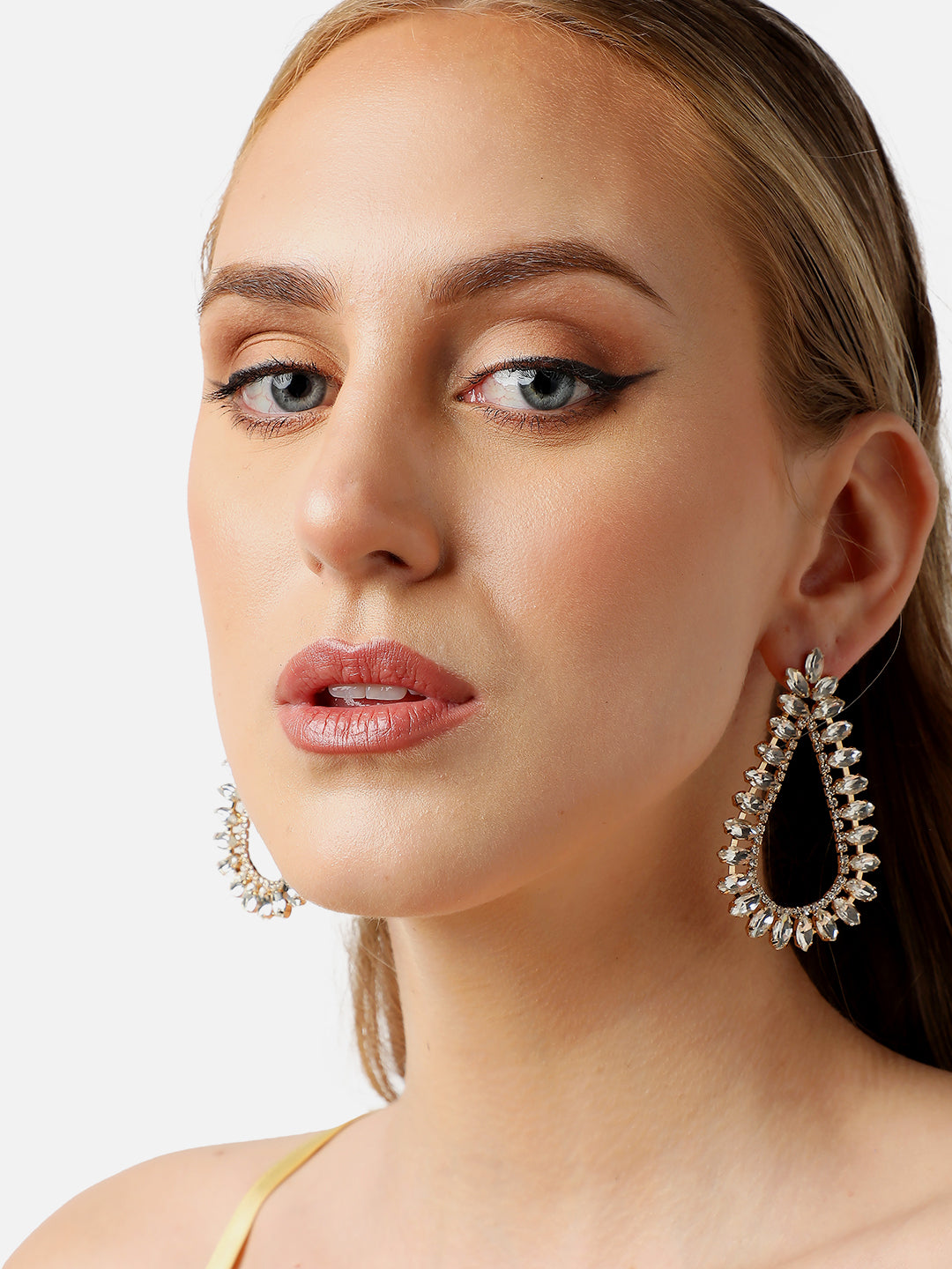 Gold Plated Party Designer Stone Drop Earring For Women