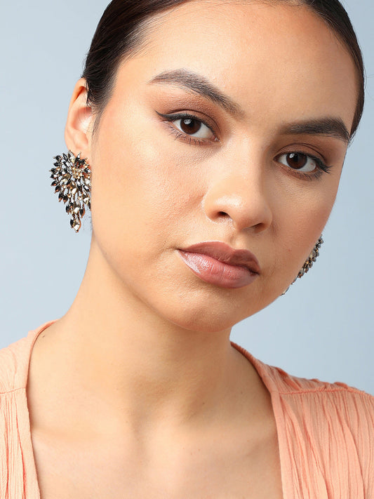 Gold Plated Party Designer Stone Drop Earring For Women