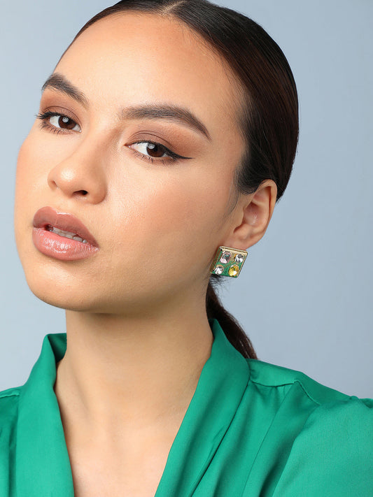 Gold Plated Party Designer Stone Stud For Women