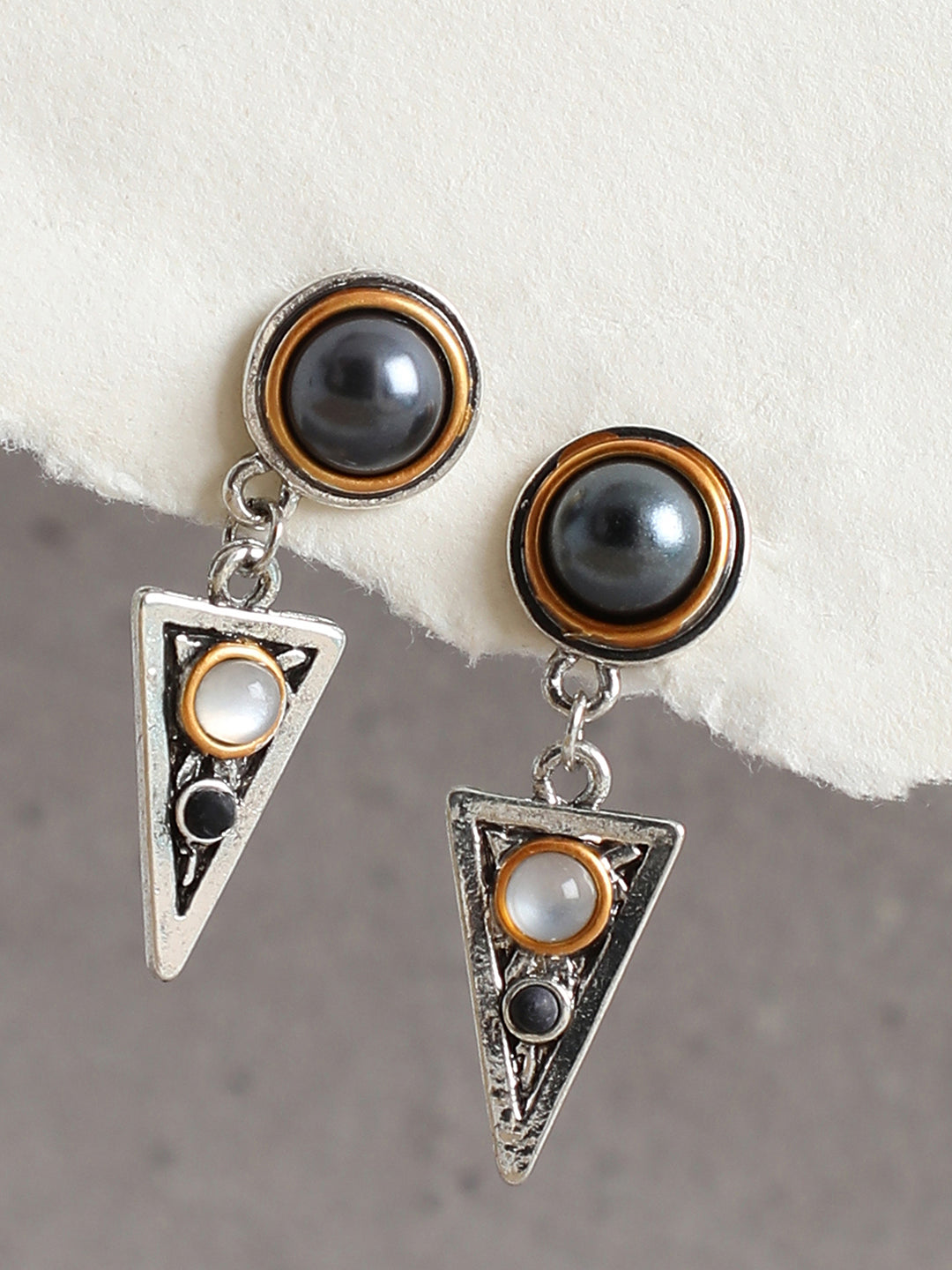 SILVER PLATED PARTY DESIGNER STONE DROP EARRING FOR WOMEN