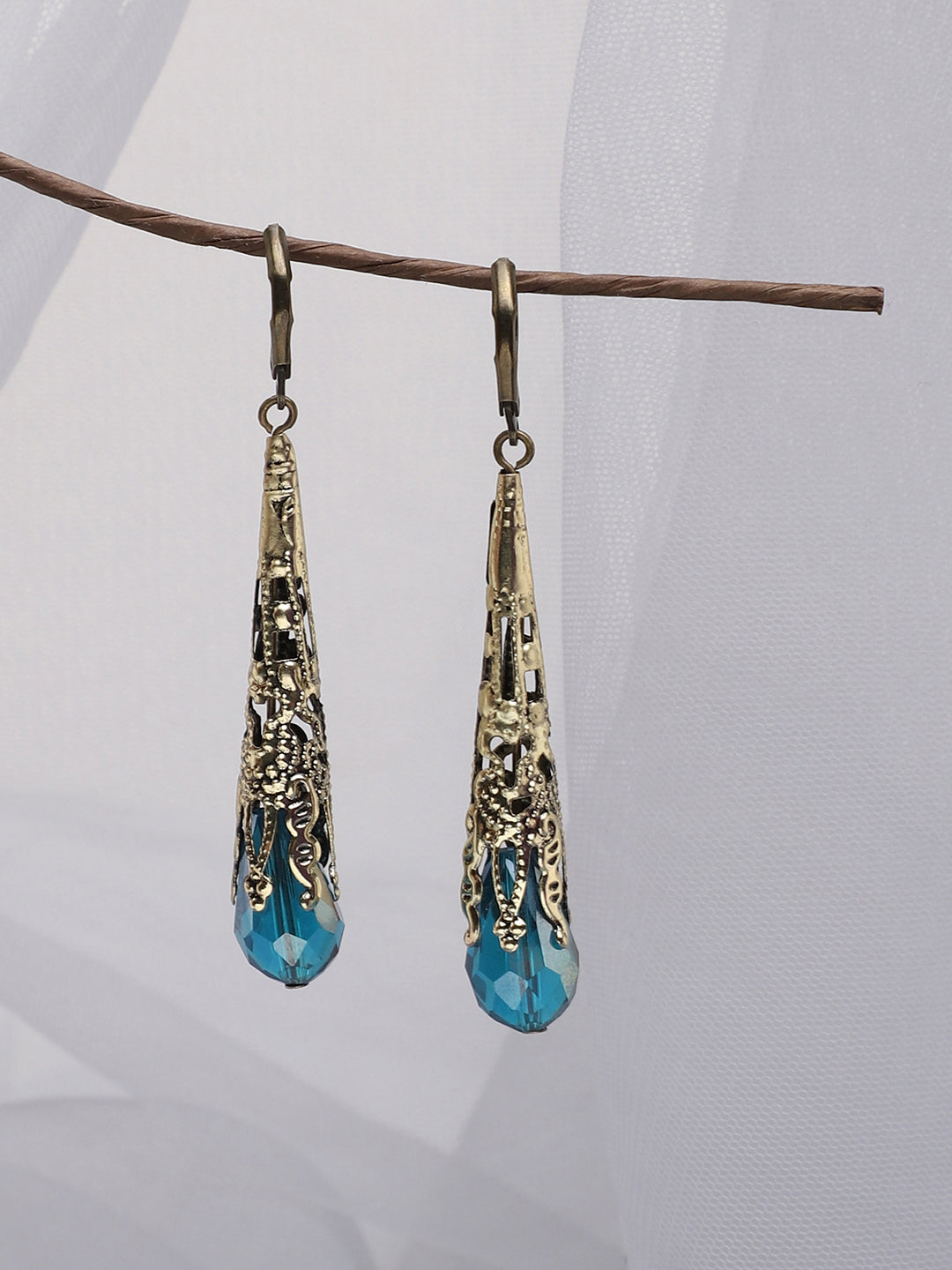 GOLD PLATED PARTY DESIGNER STONE DROP EARRING FOR WOMEN