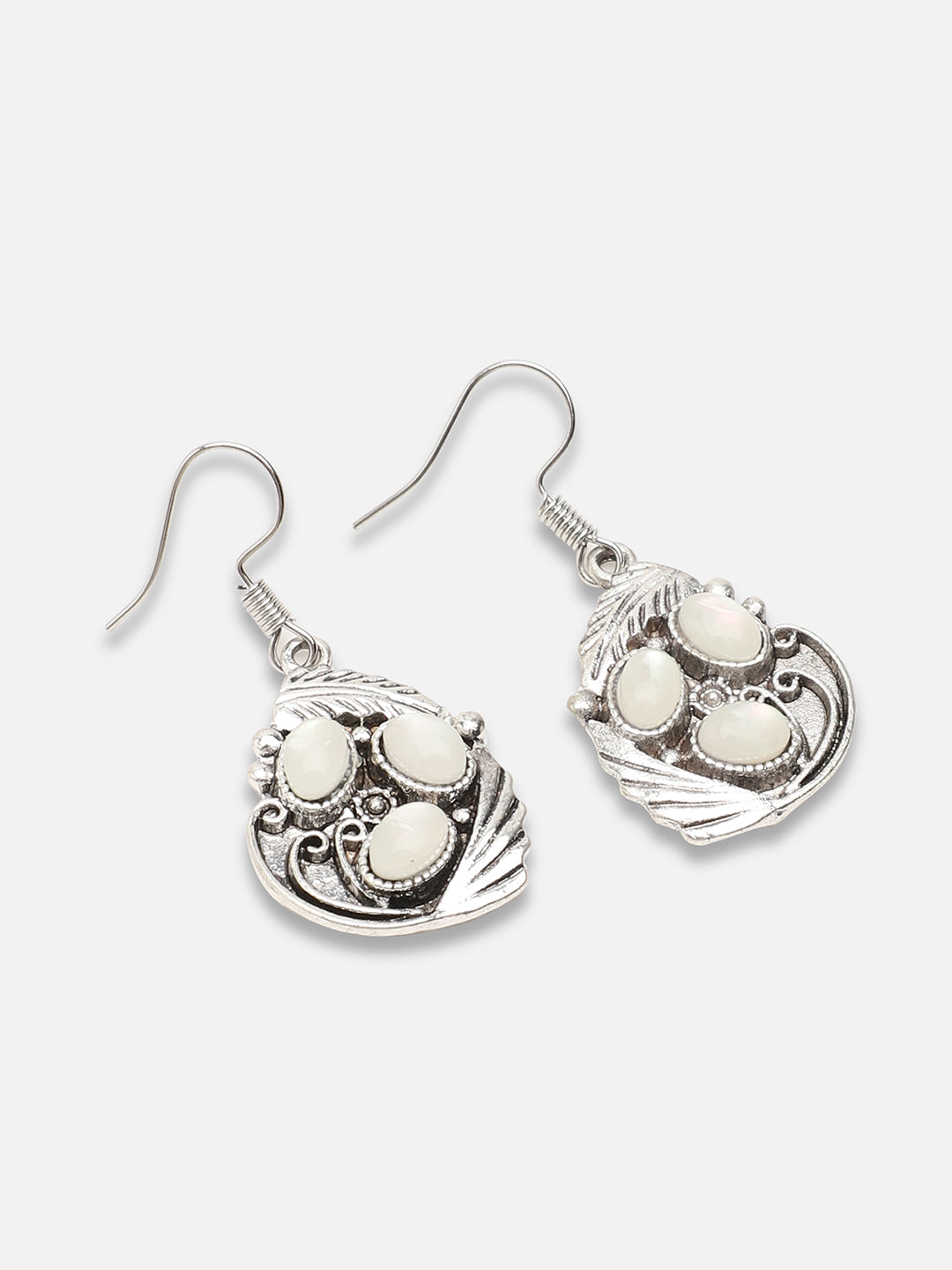 SILVER PLATED PARTY DESIGNER STONE DROP EARRING FOR WOMEN