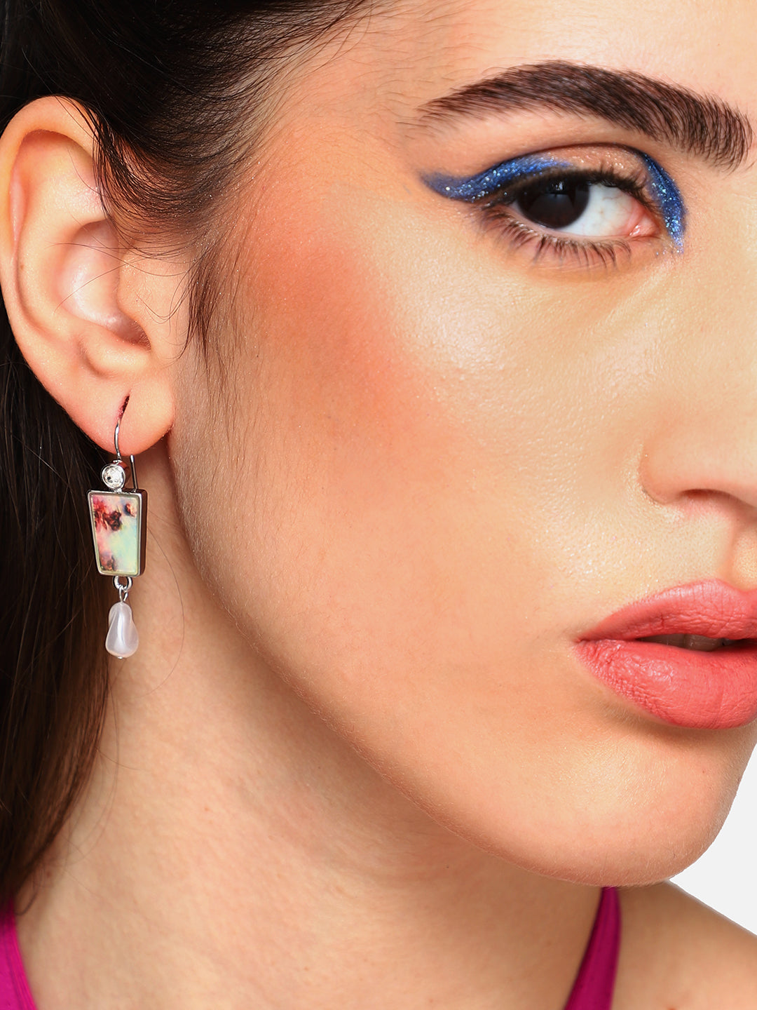 GOLD PLATED PARTY DESIGNER STONE DROP EARRING FOR WOMEN