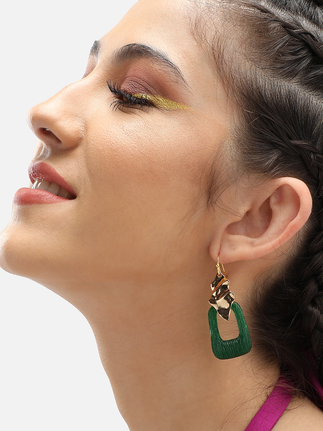 GOLD PLATED PARTY DESIGNER STONE DROP EARRING FOR WOMEN