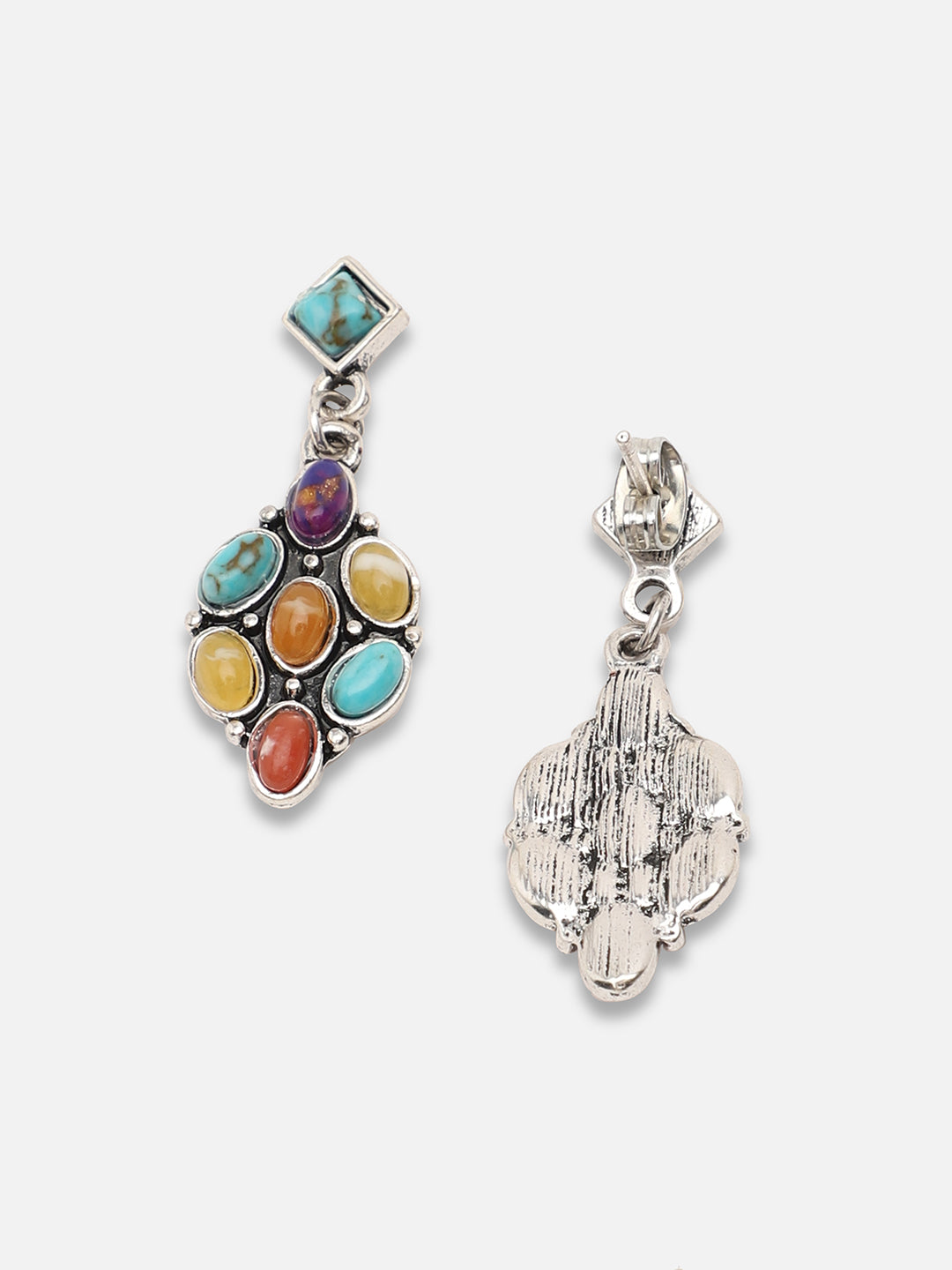 SILVER PLATED PARTY DESIGNER STONE DROP EARRING FOR WOMEN