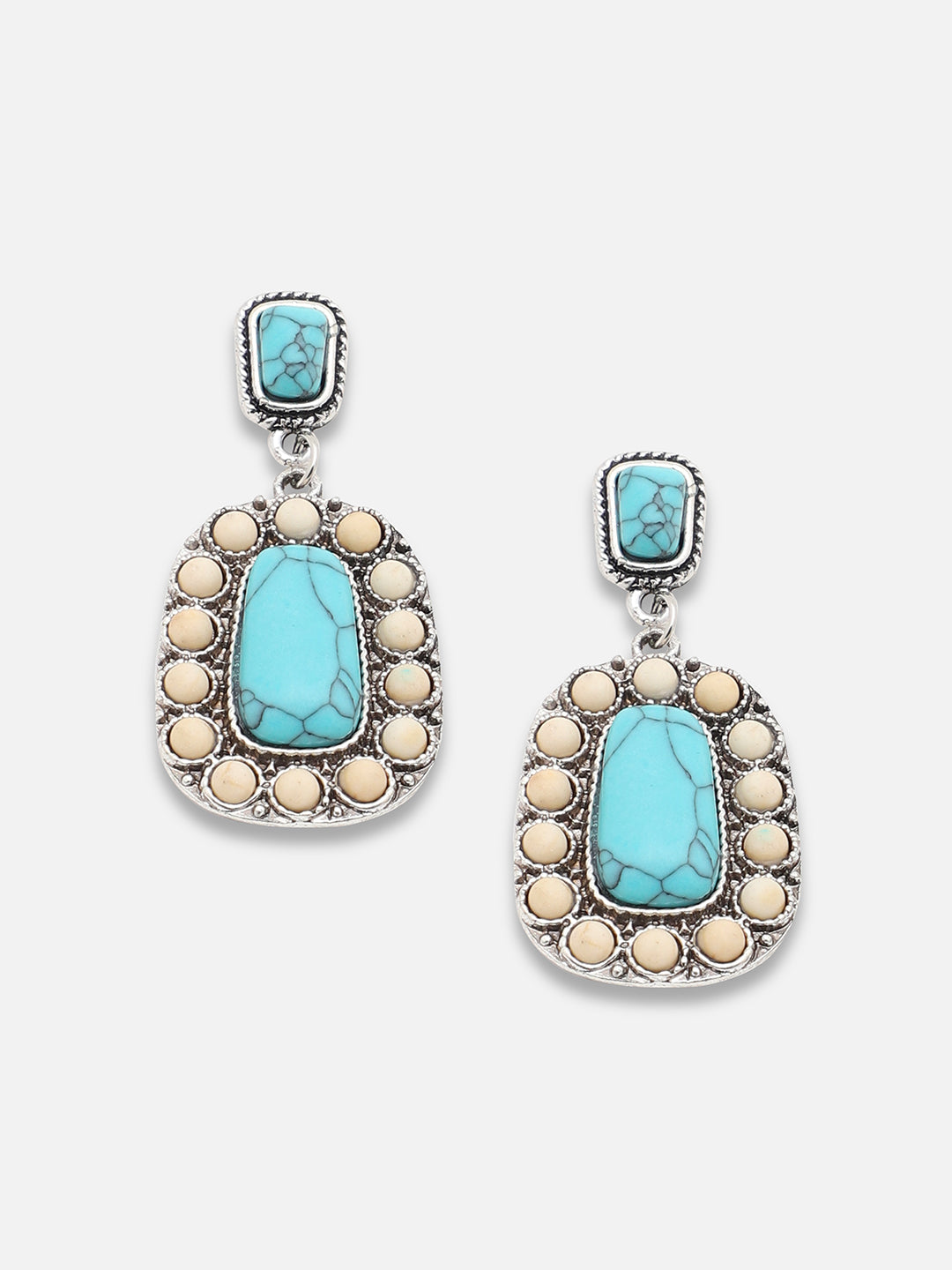 SILVER PLATED PARTY DESIGNER STONE DROP EARRING FOR WOMEN
