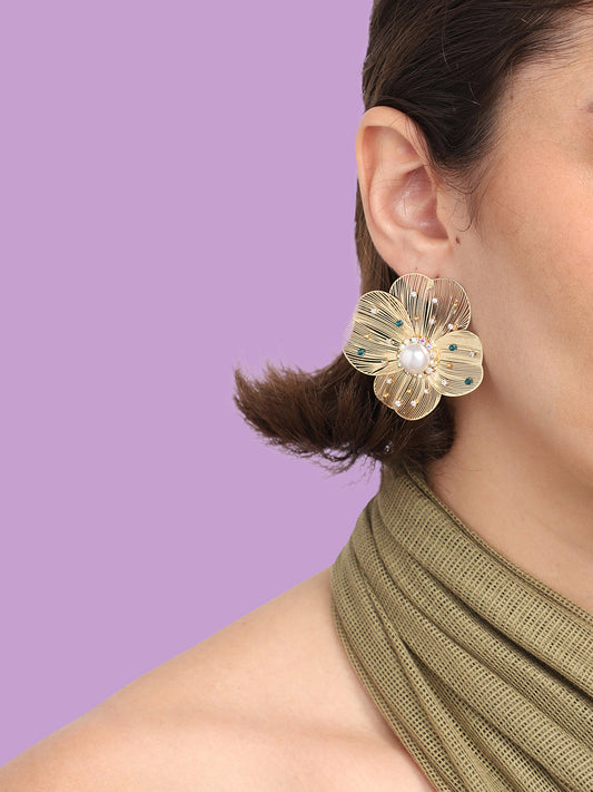 Gold Plated Party Designer Stone Drop Earring For Women