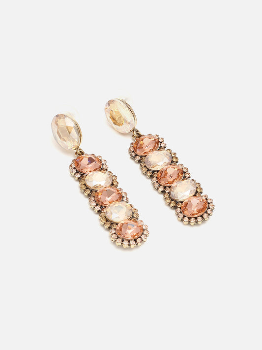 Gold Plated Designer Stone Drop Earring