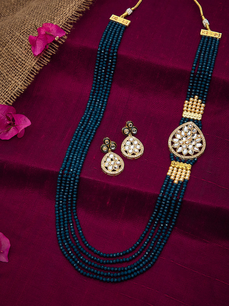AMERICAN DIAMOND BROOCH MALA & EARRING SET